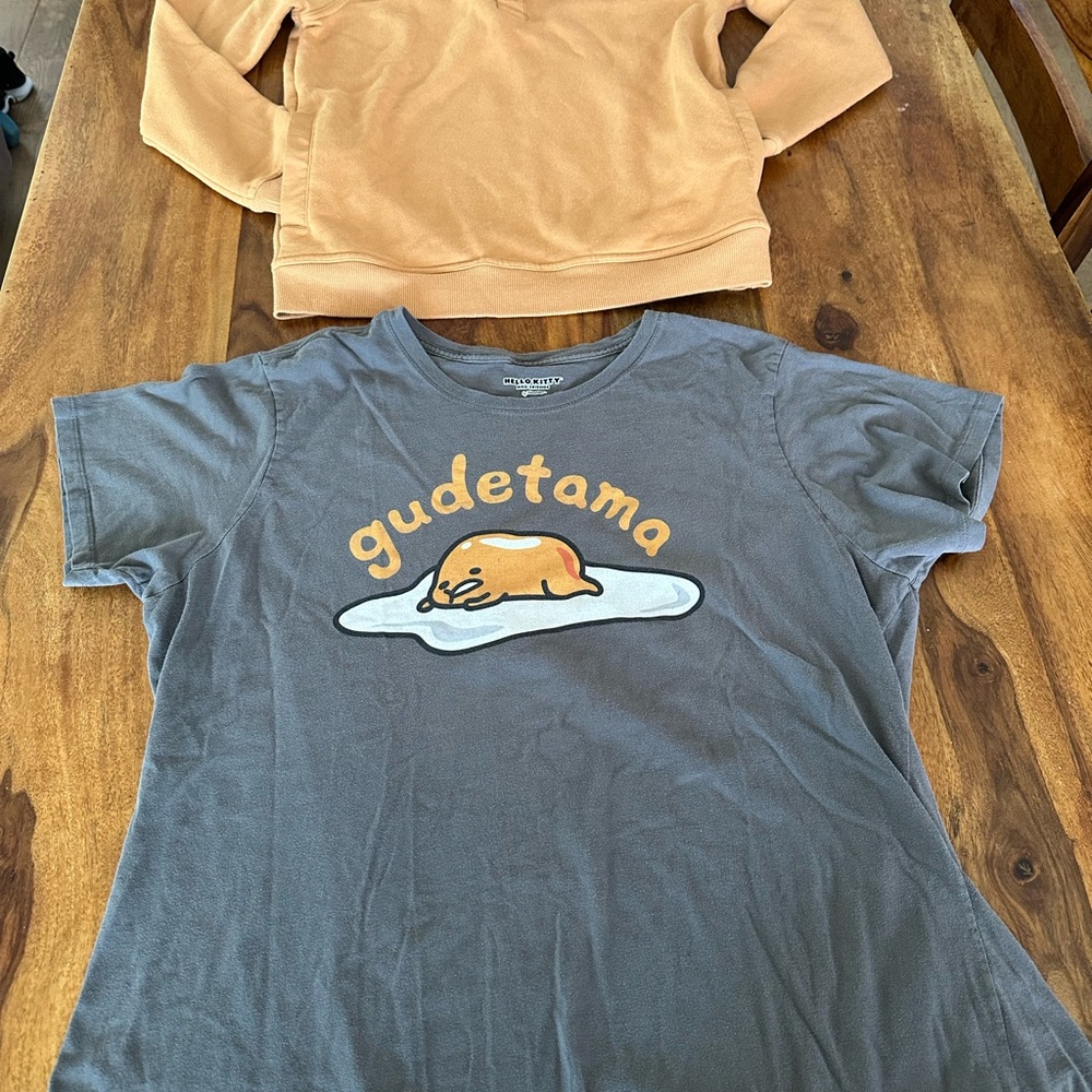 Gudetama Graphic Tee in Charcoal and Yellow Bundle